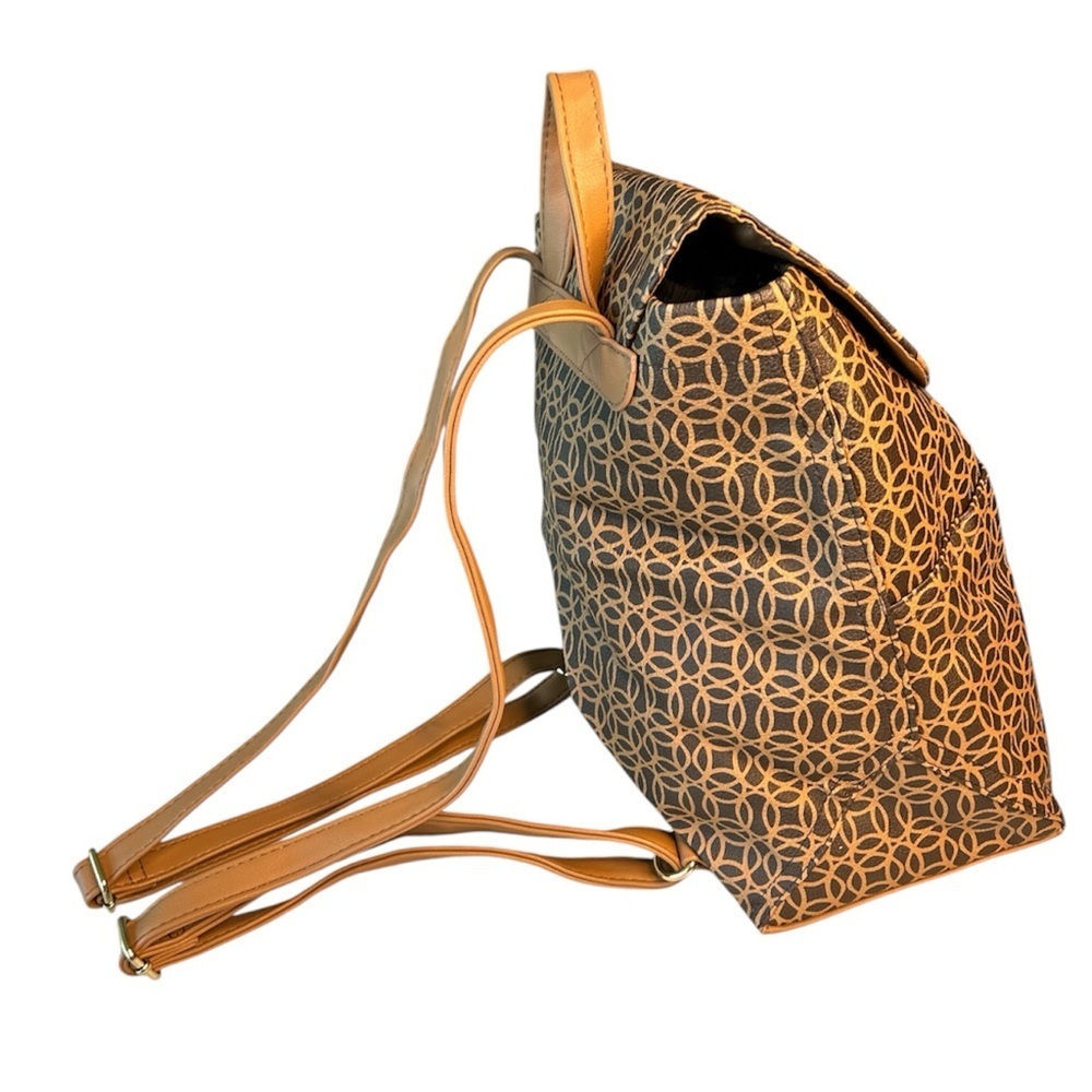 Brown Patterned Faux Leather Backpack - Picture 4 of 11